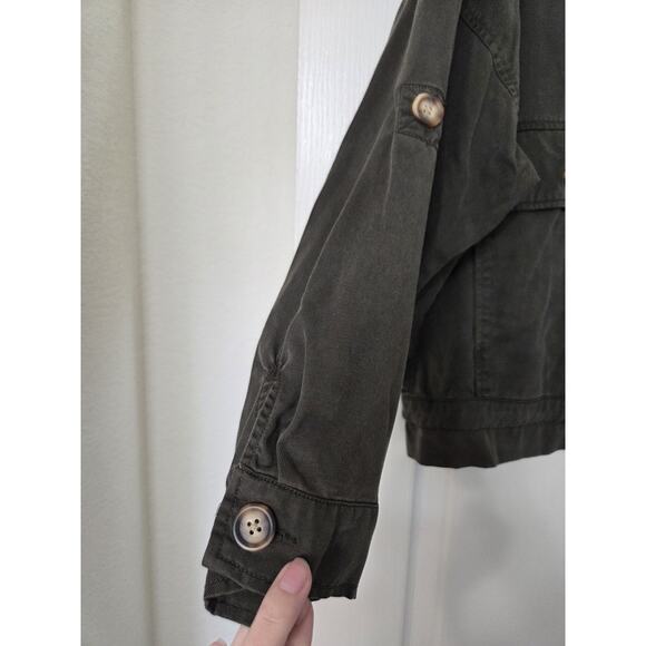 Urban Outfitters Pepita Olive Green Utility Oversized Roll Tab Zip Jacket Medium - Picture 7 of 15